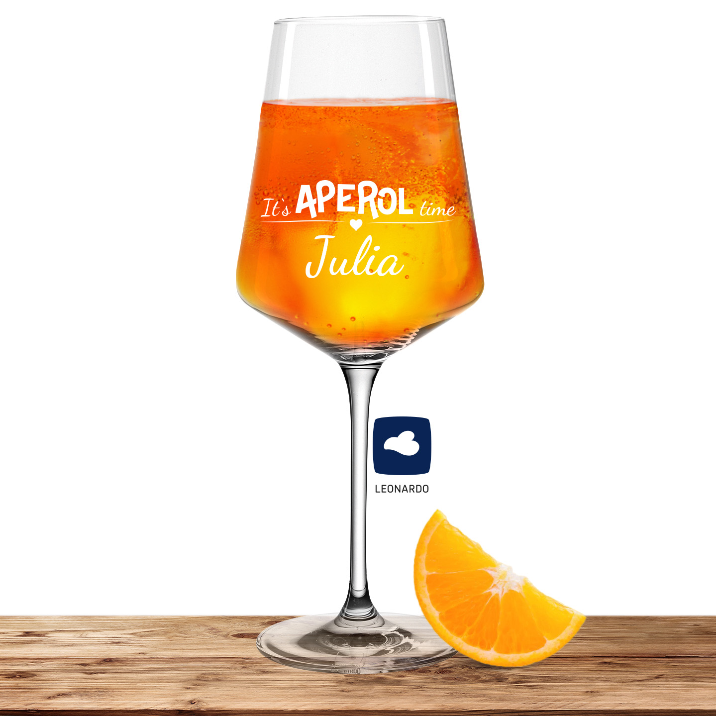 Produktbild von Leonardo Aperolglas PUCCINI 560ml "It's Aperol time" mit Namen oder Wunschtext graviert