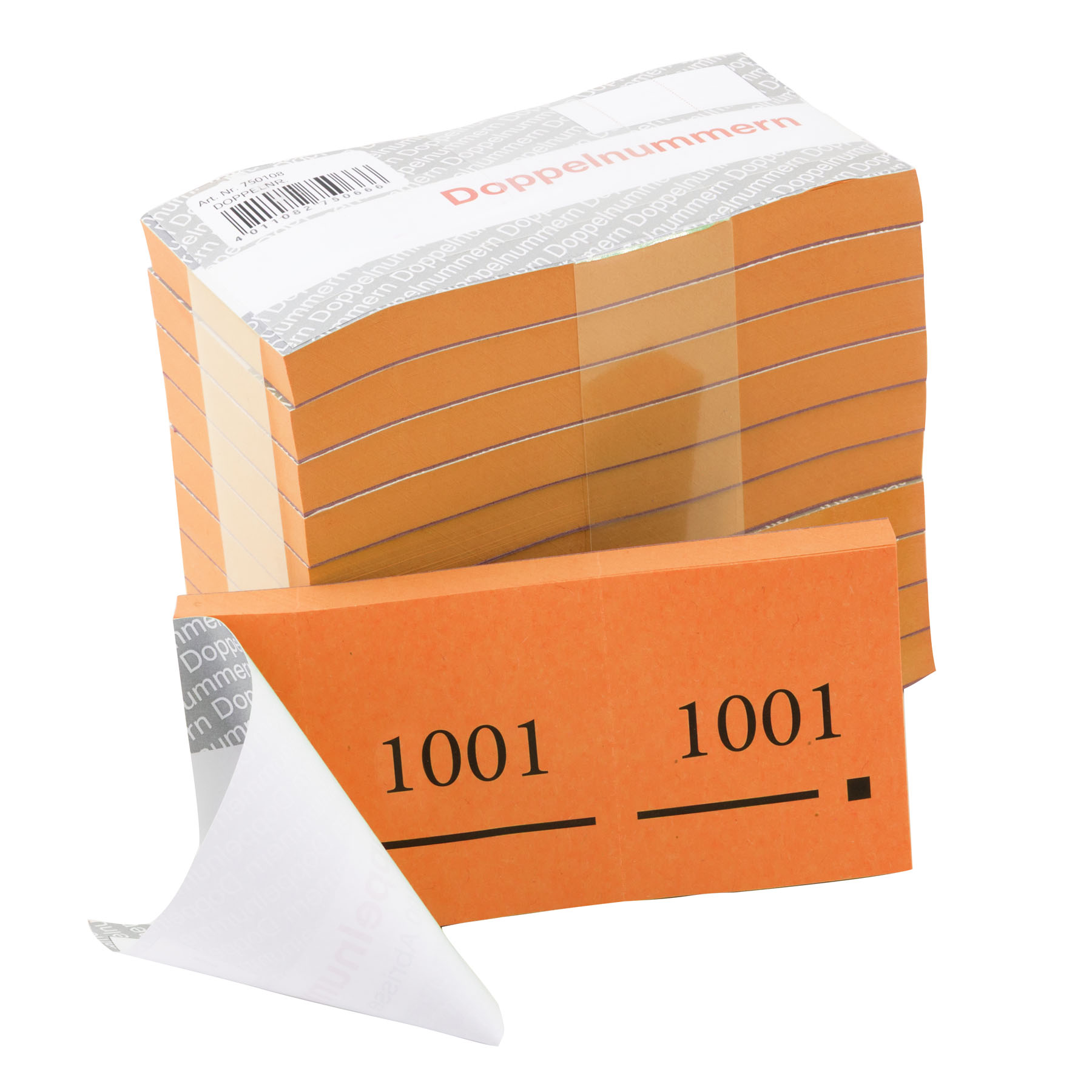 Produktbild von Nummernblocks = Doppelnummern 1001-2000, 10 Blocks mit 100 Abrissen, versch. Farben