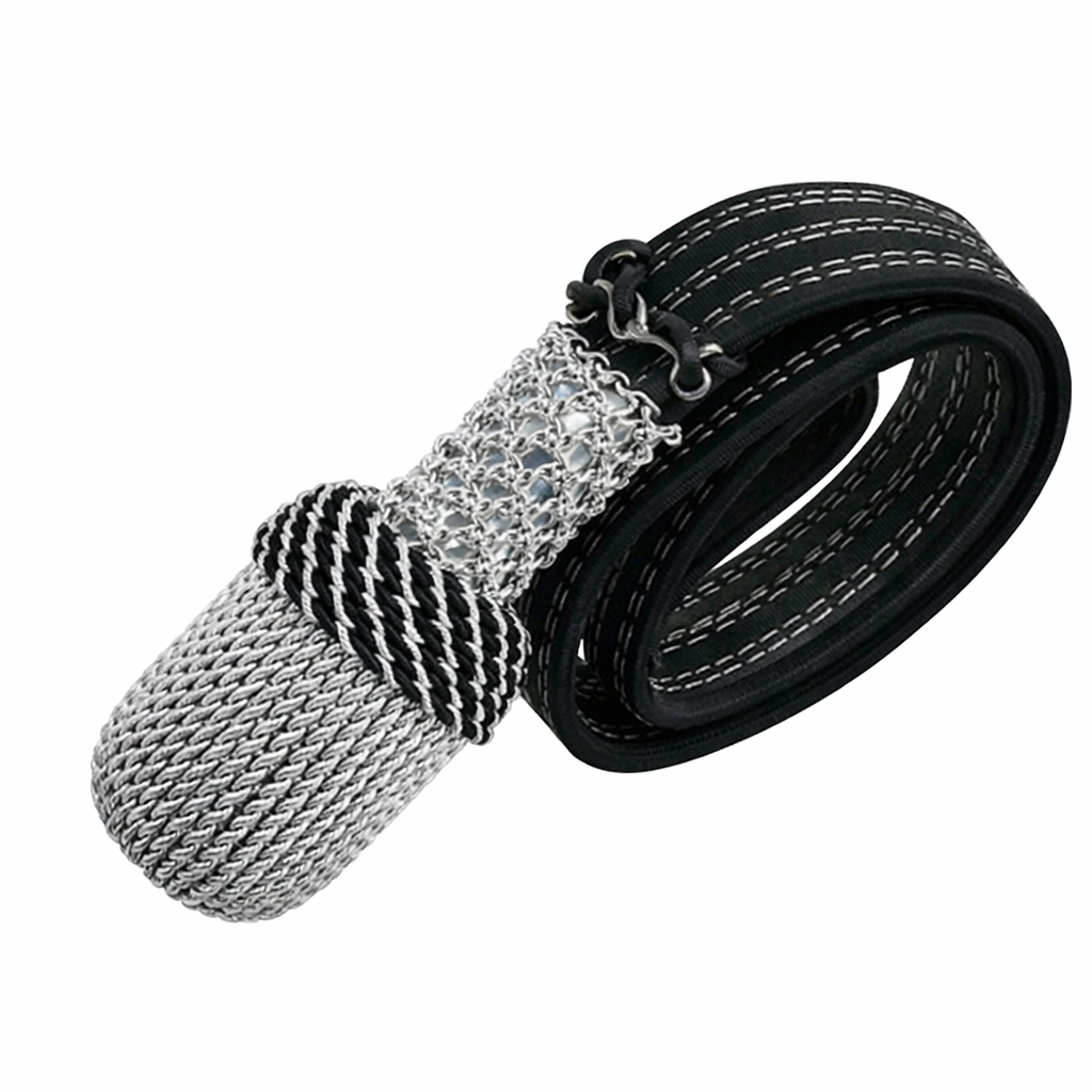 Produktbild von Portepee silber mit schwarzem Lederriemen