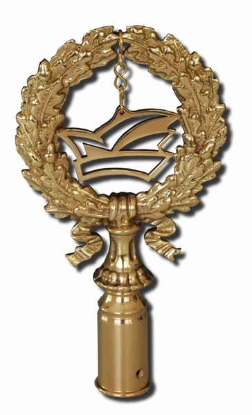 Produktbild von Lorbeerkranz mit Narrenkappe Fahnenspitze