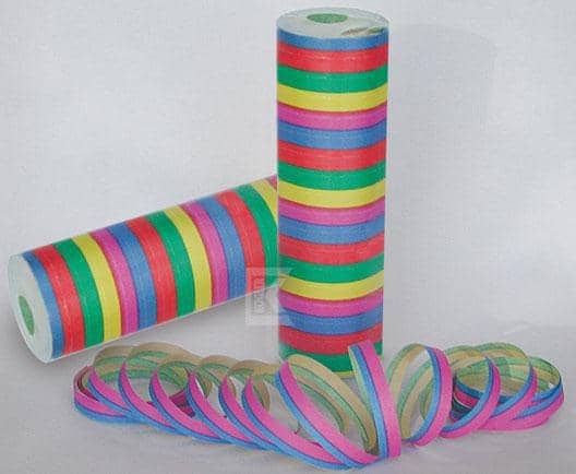 Produktbild von Luftschlangen bunt gestreift flammhemmend