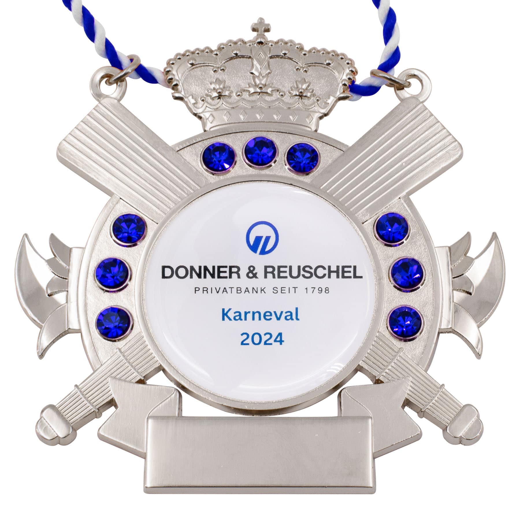 Produktbild von Karnevalsorden "Krone" Silber mit Schmucksteinen
