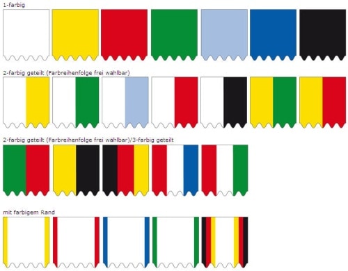 Fahnenbänder in verschiedenen Farben